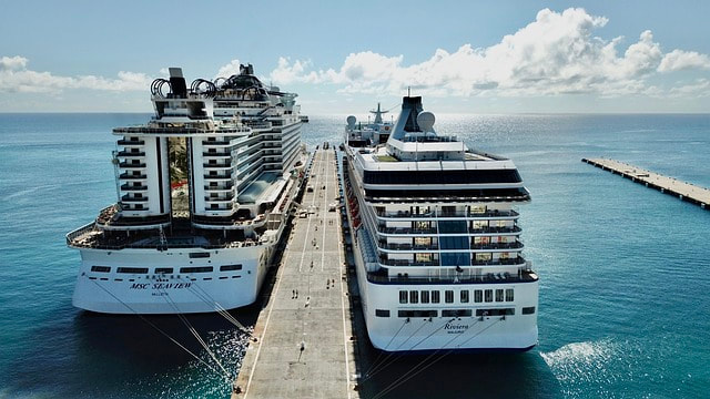 Two cruise ships